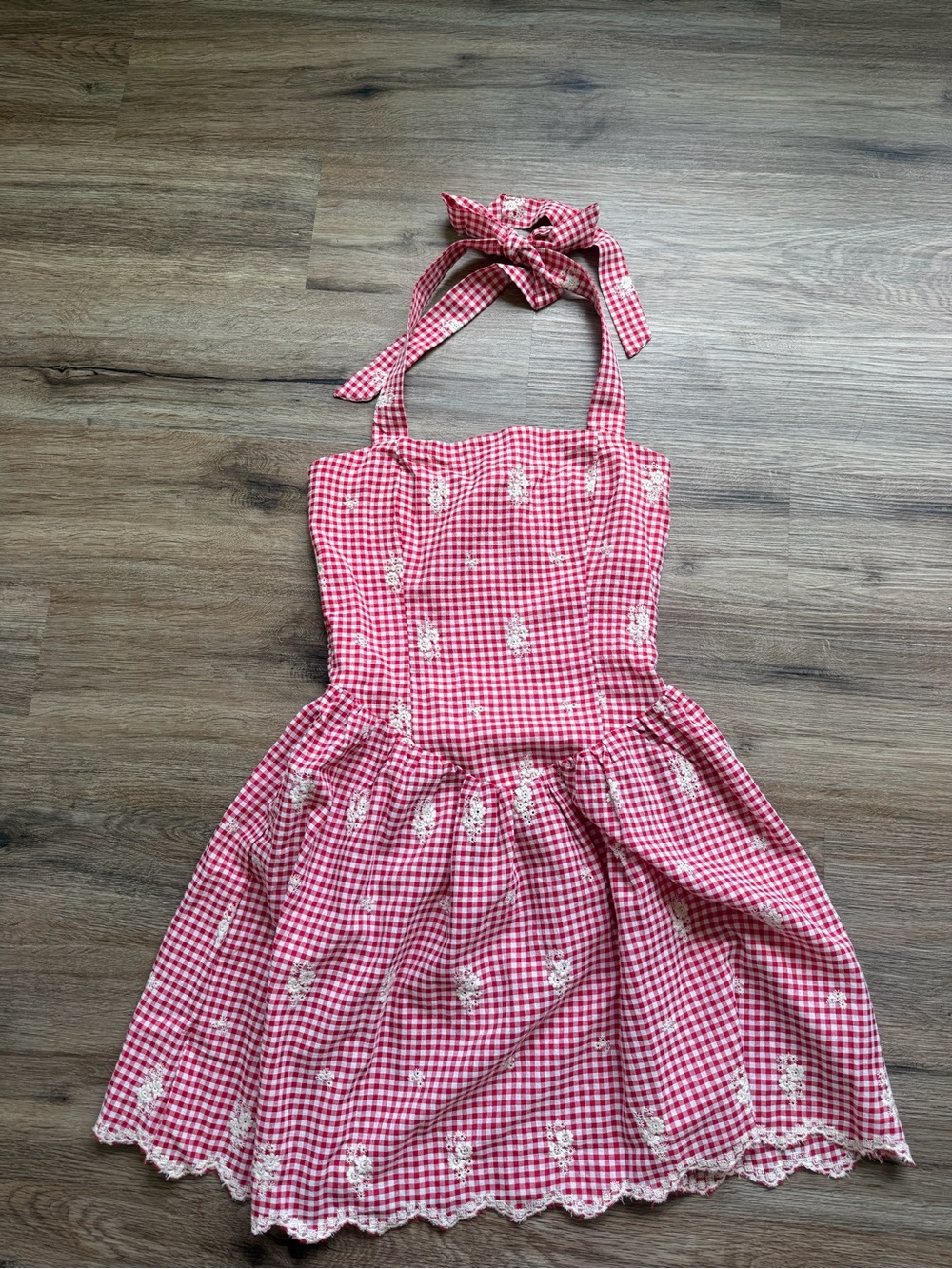 Ty Red and White Gingham Halter Sundress